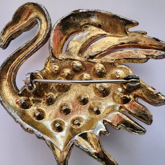 Vintage Rhinestone Flamingo Brooch - Picture 3 of 7